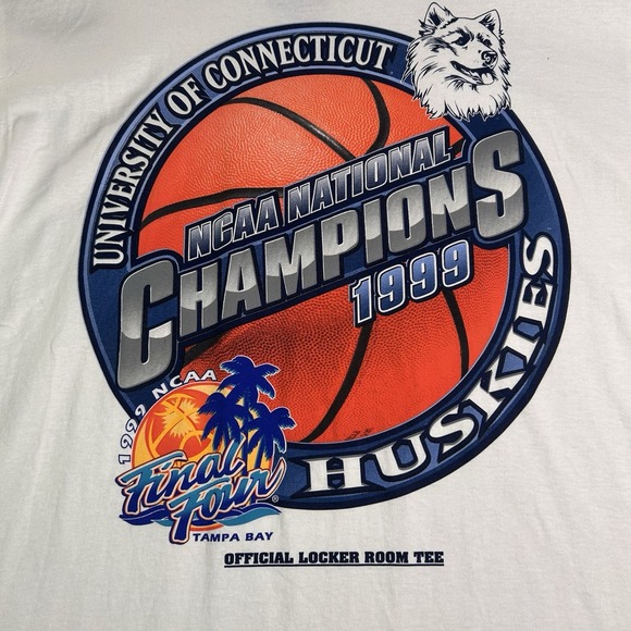 Vintage University Of Connecticut Ncaa Champions T Shirt Starter Huskies Size Xl - Picture 4 of 8